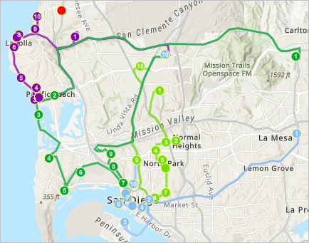 Planned routes for restaurant inspectors Planned routes for restaurant inspectors